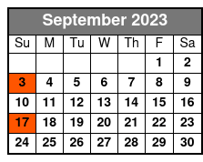 Elvis and The Blackwoods Gospel Show September Schedule