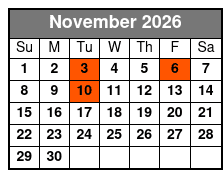 Freedom Journey Show - Revolution  November Schedule