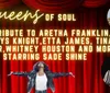 The image is a promotional poster for Queens of Soul a tribute show to famous soul musicians starring Sade Shine