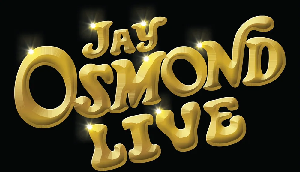 The image shows a graphic with the golden 3D-styled text Jay Osmond Live accompanied by glowing stars suggesting a promotional material for a live event