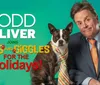 A man and a dog wearing ties are featured in a promotional image with text that reads Todd Oliver joins Pets and Giggles for the Holidays