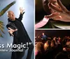 A person skillfully fans a deck of cards accompanied by a glowing review saying World-Class Magic from the Las Vegas Review Journal