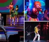 The image is a promotional poster for Legends in Concert featuring impersonators of famous music icons with dates from February 7 to May 31 2025