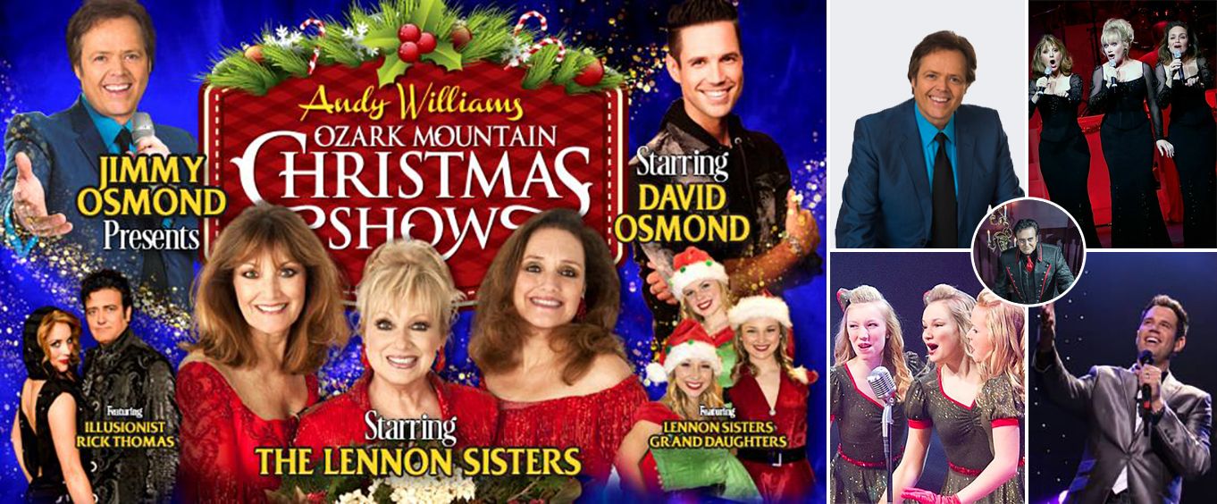 The Andy Williams Ozark Mountain Christmas Show Hosted by Jimmy Osmond and Starring the Lennon Sisters Collage